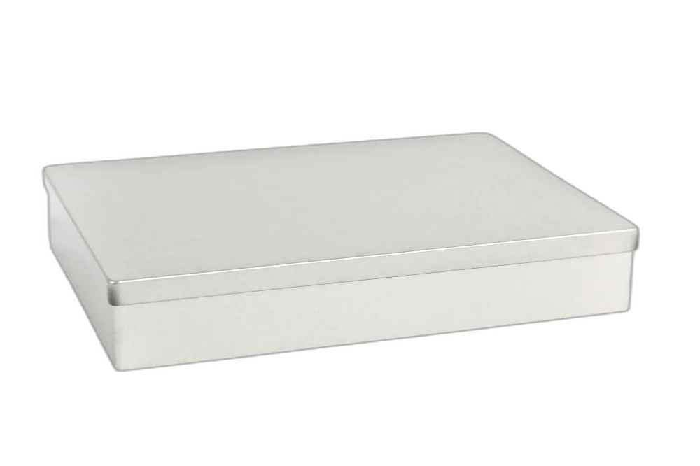 square tin box with slip lid