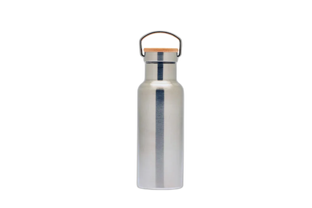 stainless steel bottle with bamboo lid